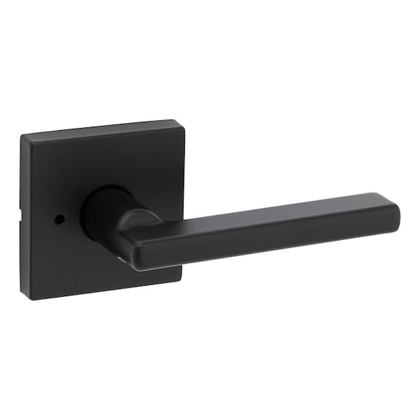 Halifax Lever with Square Rose Privacy Door Lock with 6AL Latch and RCS Strike Matte Black Finish